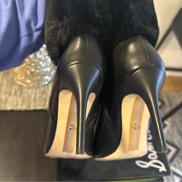 Sam Edelman “Oleana” Black Leather Fur Boots Sz 8 - Picture 6 of 12